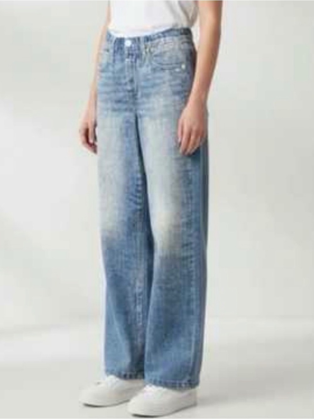 Mila Rosabella Trompe L'oeil Denim Print Sweatpants Wide Leg Pants Size Small